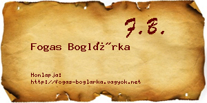Fogas Boglárka névjegykártya
